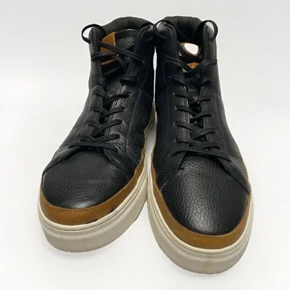 NWOB Crown Vintage DEVASSY Black Leather Lace Up Sneakers shoes Boots Mens 10M - Picture 2 of 6